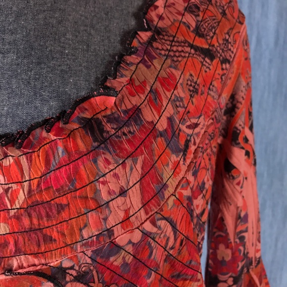 One World Medium Pink & Orange BoHo Tribal Shirt - Picture 3 of 8